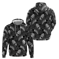 Grayscale Monstera Hoodie Polynesian Tribal Pattern - Polynesian Pride