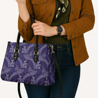 Deep Blue Monstera Leather Bag Polynesian Tribal Pattern - Polynesian Pride