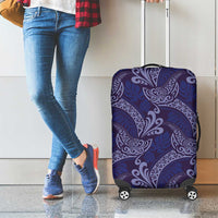 Deep Blue Monstera Luggage Cover Polynesian Tribal Pattern - Polynesian Pride