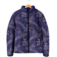 Deep Blue Monstera Padded Jacket Polynesian Tribal Pattern LT01 - Polynesian Pride