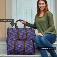 Deep Blue Monstera Travel Bag Polynesian Tribal Pattern - Polynesian Pride