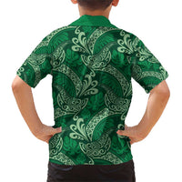 Forest Green Monstera Family Matching Short Sleeve Bodycon Dress and Hawaiian Shirt Polynesian Tribal Pattern - Polynesian Pride