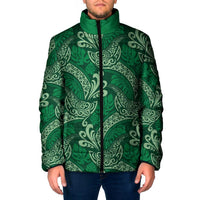 Forest Green Monstera Padded Jacket Polynesian Tribal Pattern LT01 Men Green - Polynesian Pride