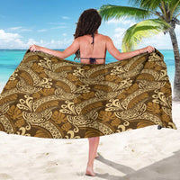 Brown Gold Monstera Sarong Polynesian Tribal Pattern - Polynesian Pride