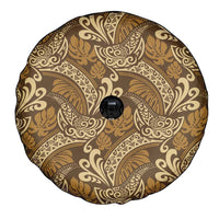 Brown Gold Monstera Spare Tire Cover Polynesian Tribal Pattern LT01 - Polynesian Pride