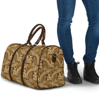 Brown Gold Monstera Travel Bag Polynesian Tribal Pattern - Polynesian Pride