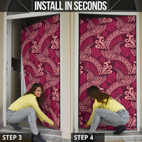 Sweet Pink Monstera Door Cover Polynesian Tribal Pattern LT01 - Polynesian Pride