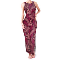 Sweet Pink Monstera Family Matching Tank Maxi Dress and Hawaiian Shirt Polynesian Tribal Pattern LT01 Mom's Dress Pink - Polynesian Pride