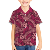 Sweet Pink Monstera Family Matching Tank Maxi Dress and Hawaiian Shirt Polynesian Tribal Pattern LT01 Son's Shirt Pink - Polynesian Pride