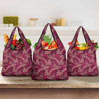 Sweet Pink Monstera Grocery Bag Polynesian Tribal Pattern LT01 3-pack One Size Pink - Polynesian Pride