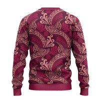 Sweet Pink Monstera Ugly Christmas Sweater Polynesian Tribal Pattern - Polynesian Pride