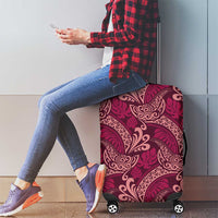 Sweet Pink Monstera Luggage Cover Polynesian Tribal Pattern - Polynesian Pride