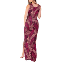 Sweet Pink Monstera Tank Maxi Dress Polynesian Tribal Pattern - Polynesian Pride