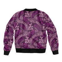 Royal Purple Monstera Bomber Jacket Polynesian Tribal Pattern LT01 - Polynesian Pride