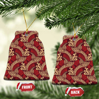 Luxury Red Monstera Ceramic Ornament Polynesian Tribal Pattern - Polynesian Pride