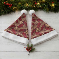 Luxury Red Monstera Christmas Santa Hat Polynesian Tribal Pattern - Polynesian Pride