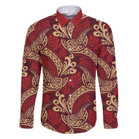 Luxury Red Monstera Family Matching Mermaid Dress and Hawaiian Shirt Polynesian Tribal Pattern - Polynesian Pride