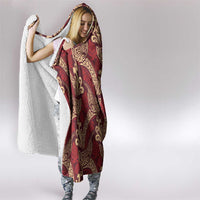 Luxury Red Monstera Hooded Blanket Polynesian Tribal Pattern - Polynesian Pride