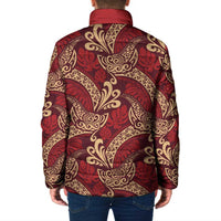Luxury Red Monstera Padded Jacket Polynesian Tribal Pattern LT01 - Polynesian Pride