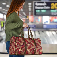 Luxury Red Monstera Travel Bag Polynesian Tribal Pattern - Polynesian Pride