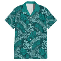 Teal Monstera Family Matching Summer Maxi Dress and Hawaiian Shirt Polynesian Tribal Pattern - Polynesian Pride