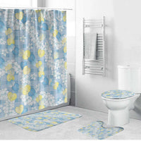Anthurium Plumeria Lei Pastel Bathroom Set Blue Hawaiian Splendid Palaka