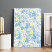 Anthurium Plumeria Lei Pastel Canvas Wall Art Blue Hawaiian Splendid Palaka