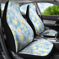 Anthurium Plumeria Lei Pastel Car Seat Cover Blue Hawaiian Splendid Palaka