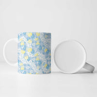 Anthurium Plumeria Lei Pastel Ceramic Mug Blue Hawaiian Splendid Palaka
