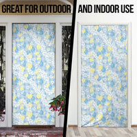 Anthurium Plumeria Lei Pastel Door Cover Blue Hawaiian Splendid Palaka