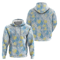 Anthurium Plumeria Lei Pastel Hoodie Blue Hawaiian Splendid Palaka LT01 - Polynesian Pride