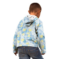 Anthurium Plumeria Lei Pastel Kid Hoodie Blue Hawaiian Splendid Palaka