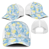 Anthurium Plumeria Lei Pastel Mesh Trucker Cap Blue Hawaiian Splendid Palaka