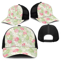 Anthurium Plumeria Lei Pastel Baseball Net Cap Green Hawaiian Splendid Palaka