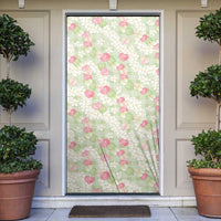 Anthurium Plumeria Lei Pastel Door Cover Green Hawaiian Splendid Palaka LT01 Green - Polynesian Pride