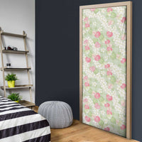 Anthurium Plumeria Lei Pastel Door Cover Green Hawaiian Splendid Palaka LT01 - Polynesian Pride