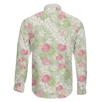 Anthurium Plumeria Lei Pastel Family Matching Summer Maxi Dress and Hawaiian Shirt Green Hawaiian Splendid Palaka LT01 - Polynesian Pride