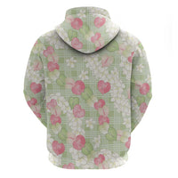 Anthurium Plumeria Lei Pastel Hoodie Green Hawaiian Splendid Palaka LT01 - Polynesian Pride