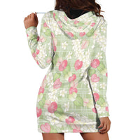 Anthurium Plumeria Lei Pastel Hoodie Dress Green Hawaiian Splendid Palaka