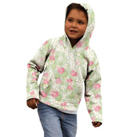 Anthurium Plumeria Lei Pastel Kid Hoodie Green Hawaiian Splendid Palaka