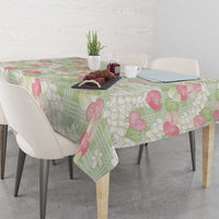 Anthurium Plumeria Lei Pastel Tablecloth Green Hawaiian Splendid Palaka