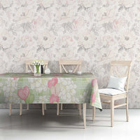 Anthurium Plumeria Lei Pastel Tablecloth Green Hawaiian Splendid Palaka