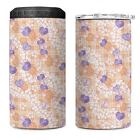 Anthurium Plumeria Lei Pastel 4 in 1 Can Cooler Tumbler Orange Hawaiian Splendid Palaka