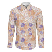 Anthurium Plumeria Lei Pastel Family Matching Tank Maxi Dress and Hawaiian Shirt Orange Hawaiian Splendid Palaka LT01 Dad's Shirt - Long Sleeve Orange - Polynesian Pride