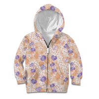 Anthurium Plumeria Lei Pastel Kid Hoodie Orange Hawaiian Splendid Palaka