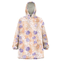 Anthurium Plumeria Lei Pastel Wearable Blanket Hoodie Orange Hawaiian Splendid Palaka LT01 One Size Orange - Polynesian Pride