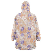 Anthurium Plumeria Lei Pastel Wearable Blanket Hoodie Orange Hawaiian Splendid Palaka LT01 - Polynesian Pride