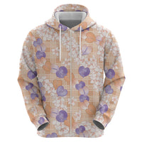 Anthurium Plumeria Lei Pastel Zip Hoodie Orange Hawaiian Splendid Palaka