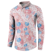 Anthurium Plumeria Lei Pastel Button Sweatshirt Pink Hawaiian Splendid Palaka