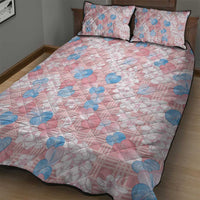 Anthurium Plumeria Lei Pastel Quilt Bed Set Pink Hawaiian Splendid Palaka